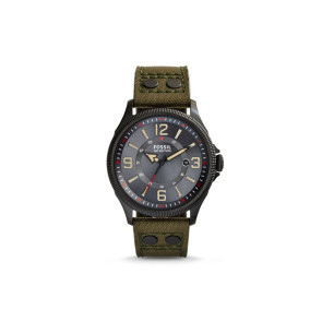 Horlogeband Fossil FS4979 Leder/Textiel Groen 22mm